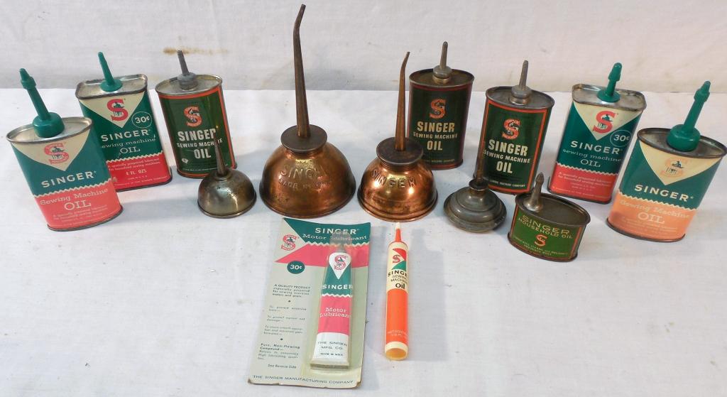 Lot of 14 Singer Oil Cans/Oilers/Lubricant: As is-See Photo