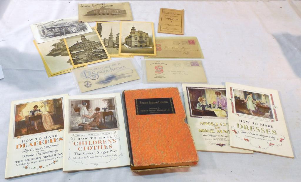 Lot of Singer Books and Singer/Boston Postcards: As is-See Photo