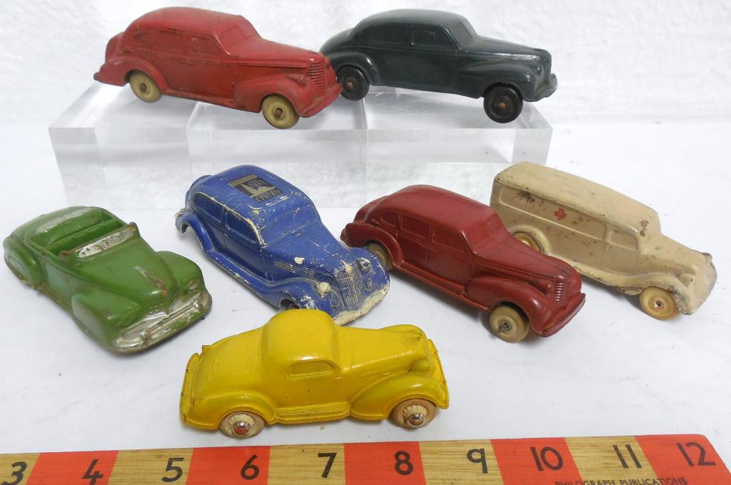 Lot of 6 Hard Rubber Cars Some Auburn Rubber (1 of 10)