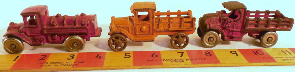 Lot of 3 Cast Iron Trucks Tanker/Stake Bodies (1 of 11)
