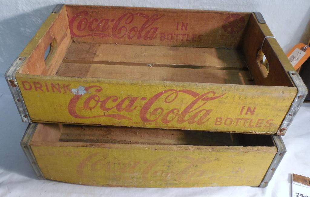 Pair of Coca_Cola Wood Crates: One is very faded, other good