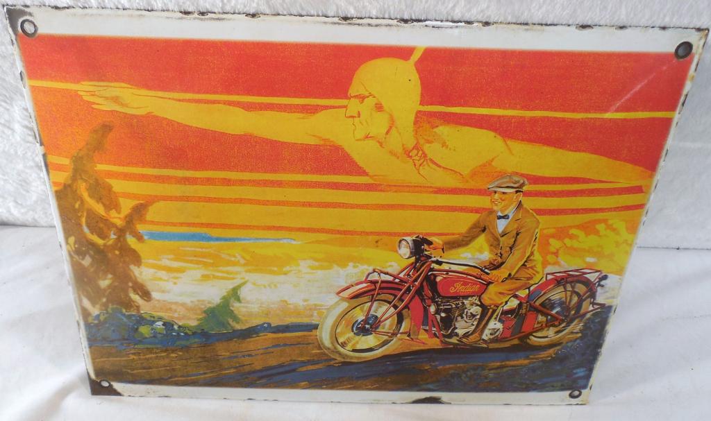 Indian Motorcycle Sign Enamel on Steel (1 of 6)