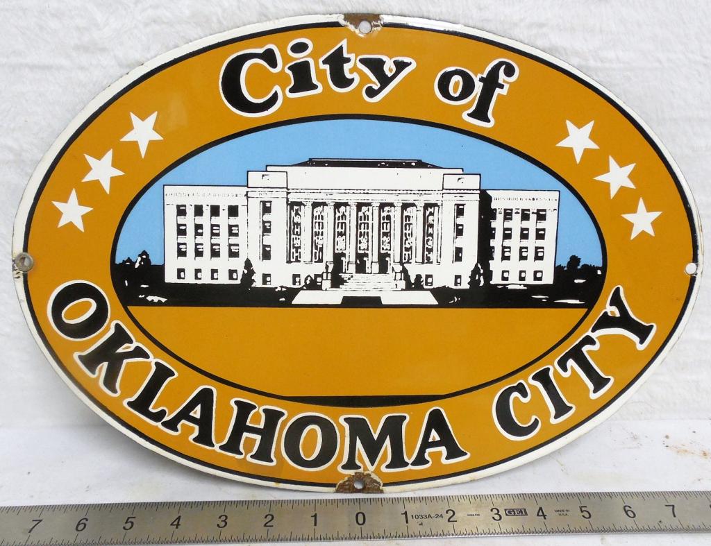 City of Oklahoma City Oval Enamel Sign (1 of 6)