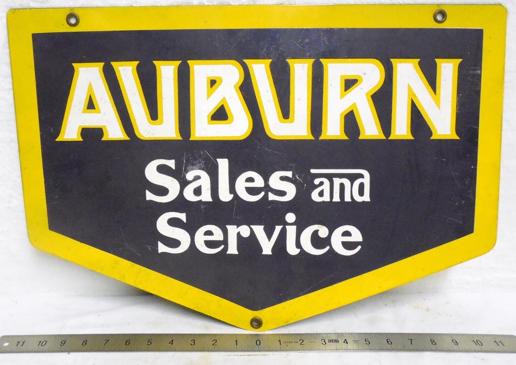 Auburn Sales and Service Enamel on Steel Sign: 22'' x 15'' Few Scratches