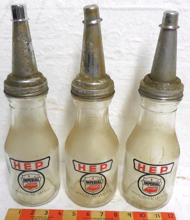 Lot of 3 Oilpour Bottles w/ Spouts and Lids (1 of 6)
