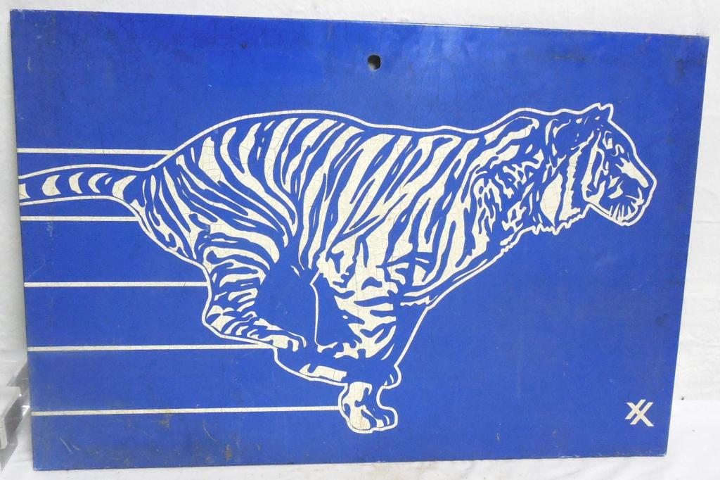 Metal Tin Exxon Sign with Tiger Graphic: 24'' x 36''