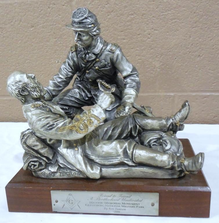 Sculpture "Friend to Friend" Pewter /Masonic: Base of sculpture measures 9'' x 6'' 1294/5000