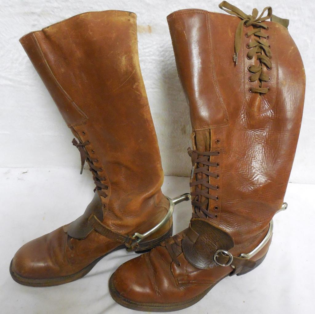 Pair of Leather Boots with Spurs: no info inside boots