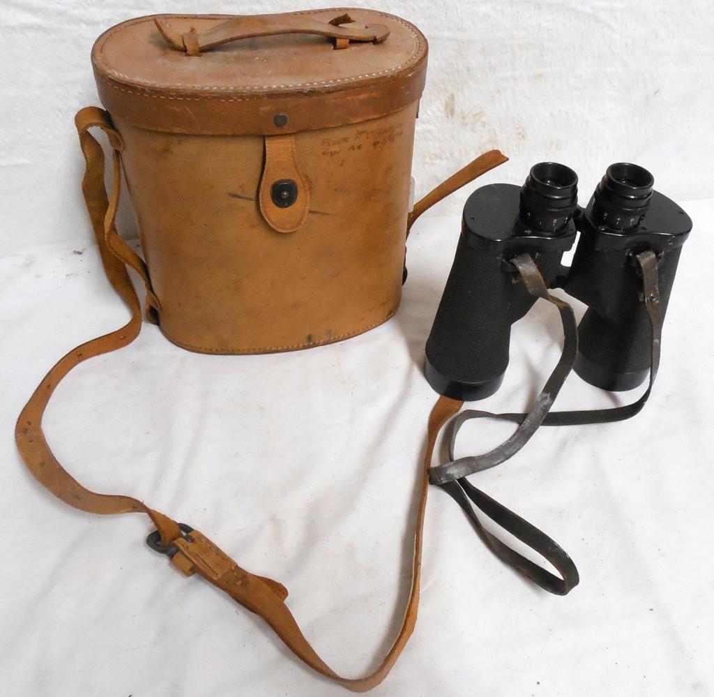 Pair Binoculars in Case George S. Patton: Name stamped on Case NO Provenance No COA.