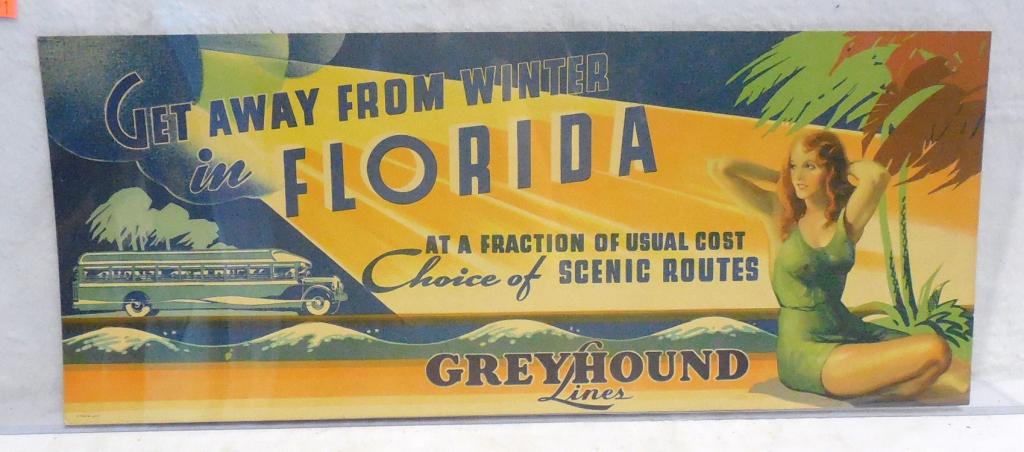 Greyhound Bus Sign One Side 10'' x 24'' Paper / (1 of 4)