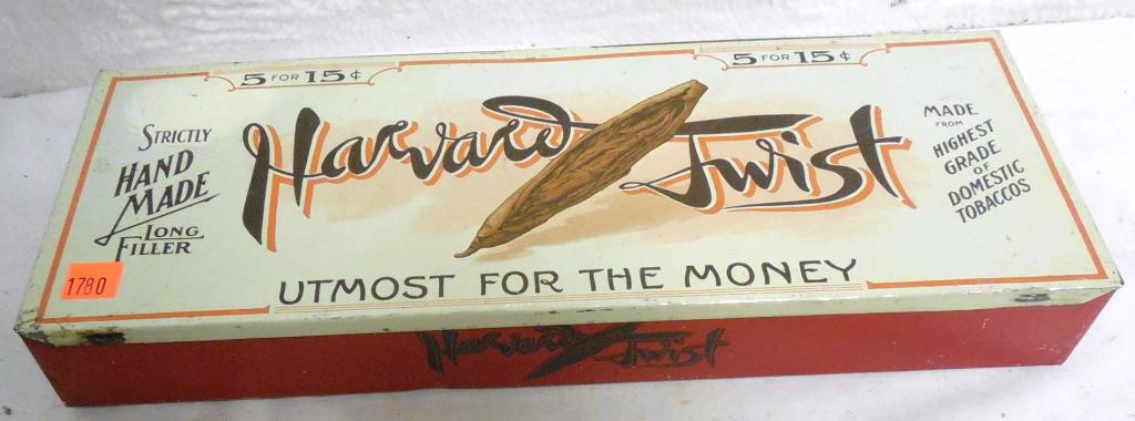 Harvard Twist Tin Cigar Tin Box 6'' x 15'' (1 of 9)