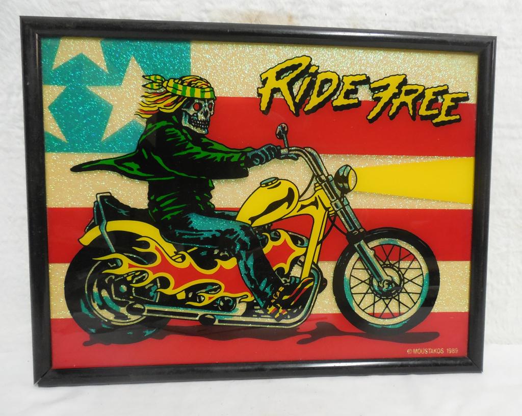 Ride Free Sign 1989 Framed/Glass 13'' x 17'' (1 of 3)