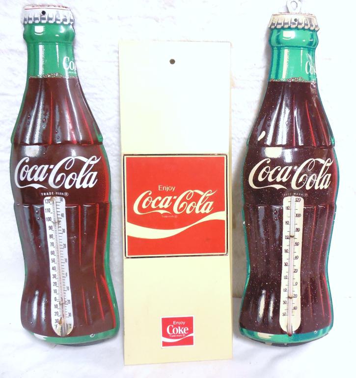 Lot of 3 Coca Cola Thermometers/ Sign Thermometers Tin (1 of 5)