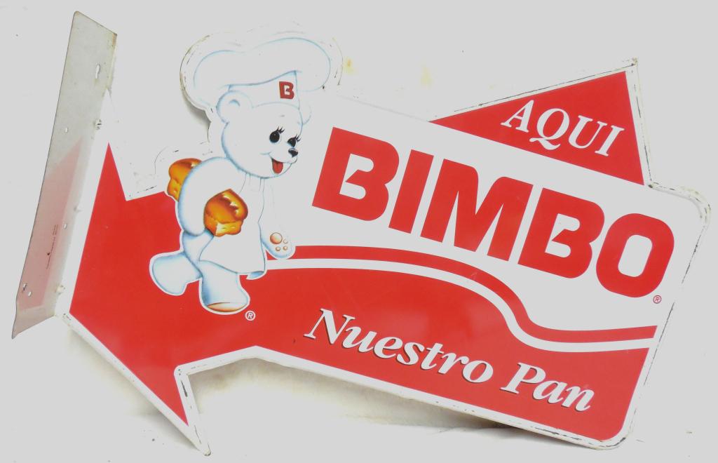 Sign Bimbo Bread Sign in Spanish Tin 2 Sided 14'' x (1 of 4)