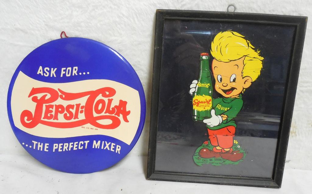 Pair Pepsi Cola / Squirt Advertising Pepsi Button 9'' (1 of 4)