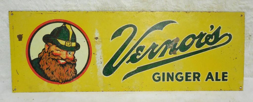 Vernor's Ginger Ale Sign Rough Tin 18'' x 6'' (1 of 4)