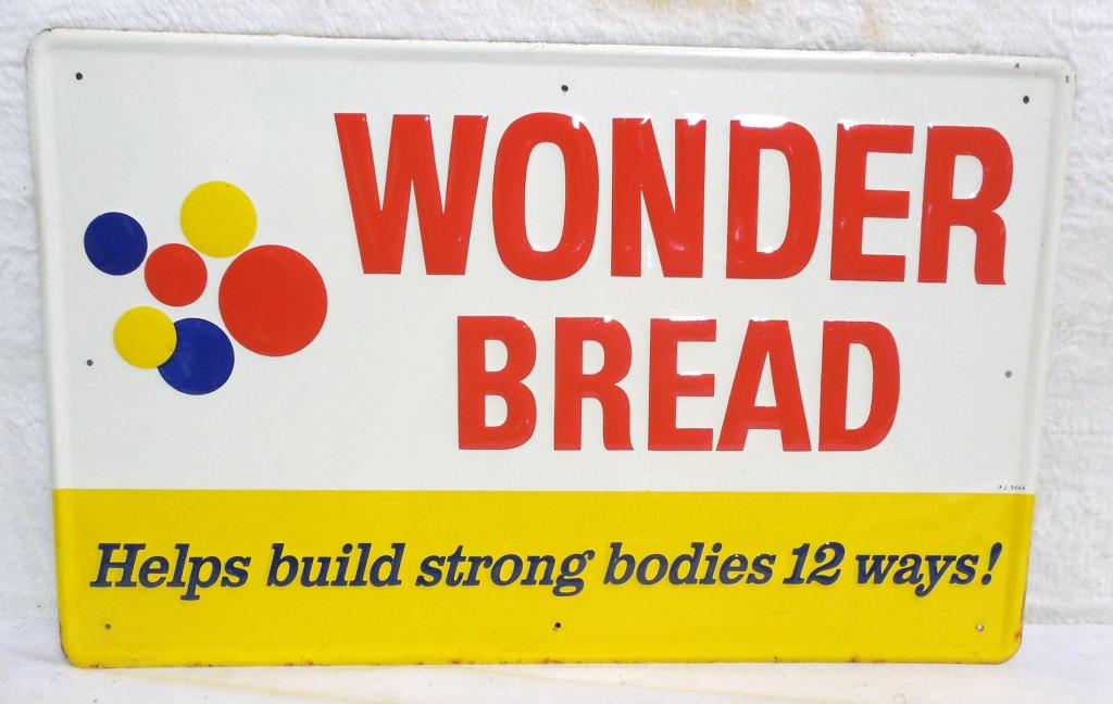Wonder Bread Painted Tin Sign 20'' x 12'' Very light (1 of 4)