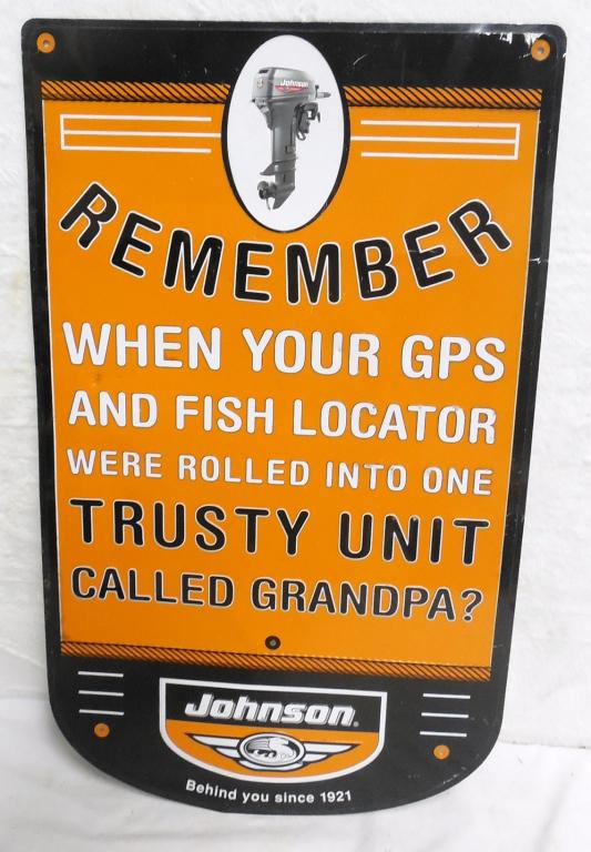 Johnson Motor Tin Sign Painted tin 25'' x 15'' (1 of 5)