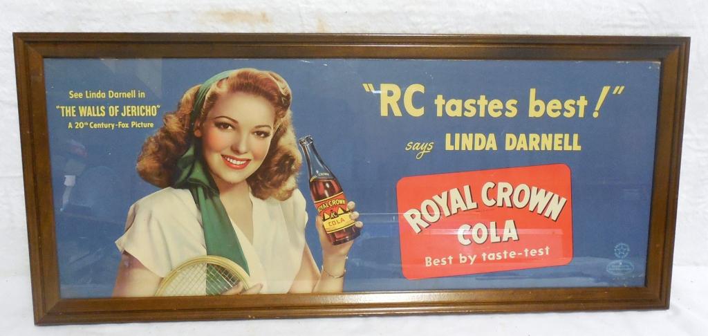 RC-Cola /Linda Darnell Framed Advertisement 13'' x 30'': 13'' x 30'' framed