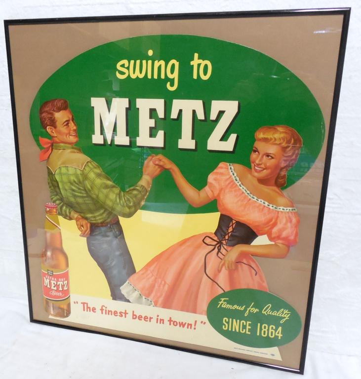 Metz Beer (Omaha,NE) Cardboard Ad Framed Frame measures (1 of 5)