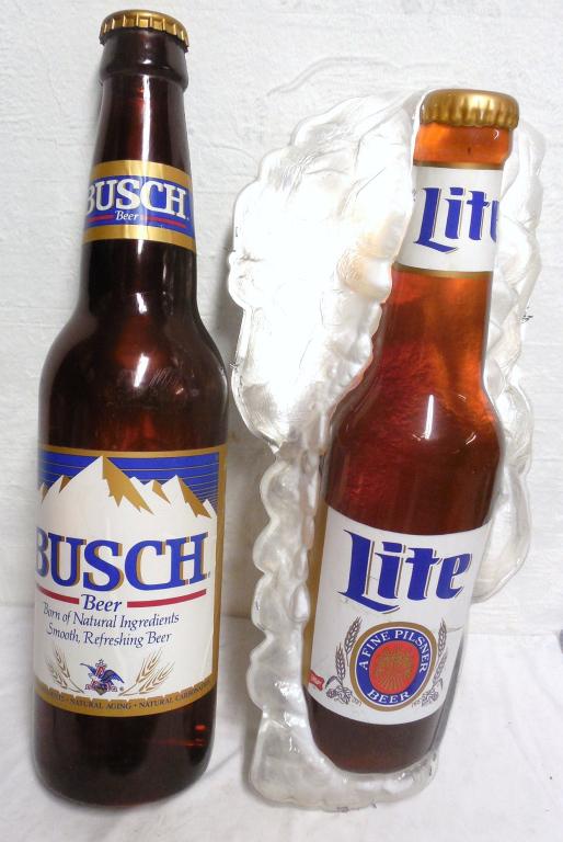 Pair of Beer Bottle Displays Busch 36'' / Lite on Ice (1 of 6)