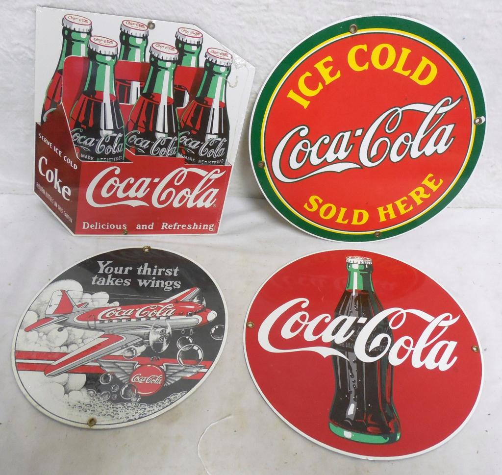Lot of 4 Enamel Coca-Cola Signs Contemporary Round (1 of 4)
