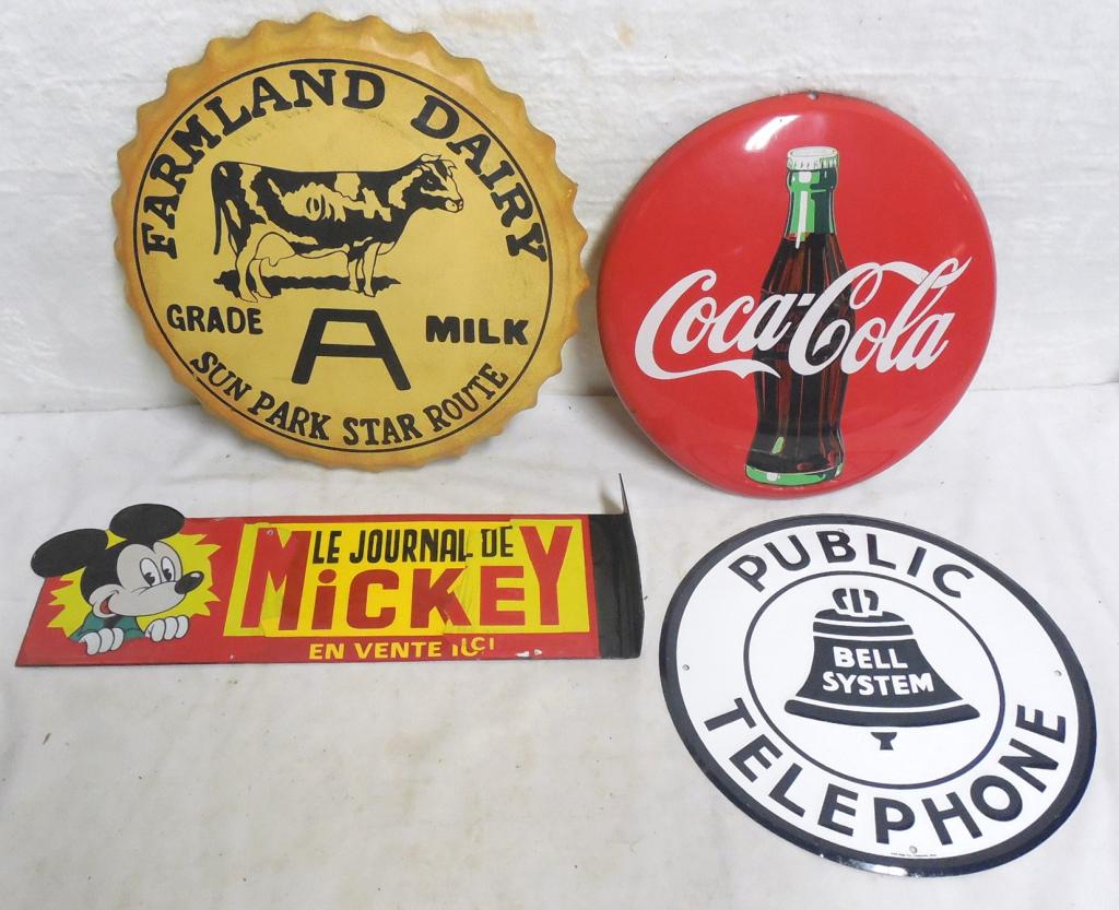 Lot of 4 Contemporary Signs Farmland Tin 14'' / Bell (1 of 10)