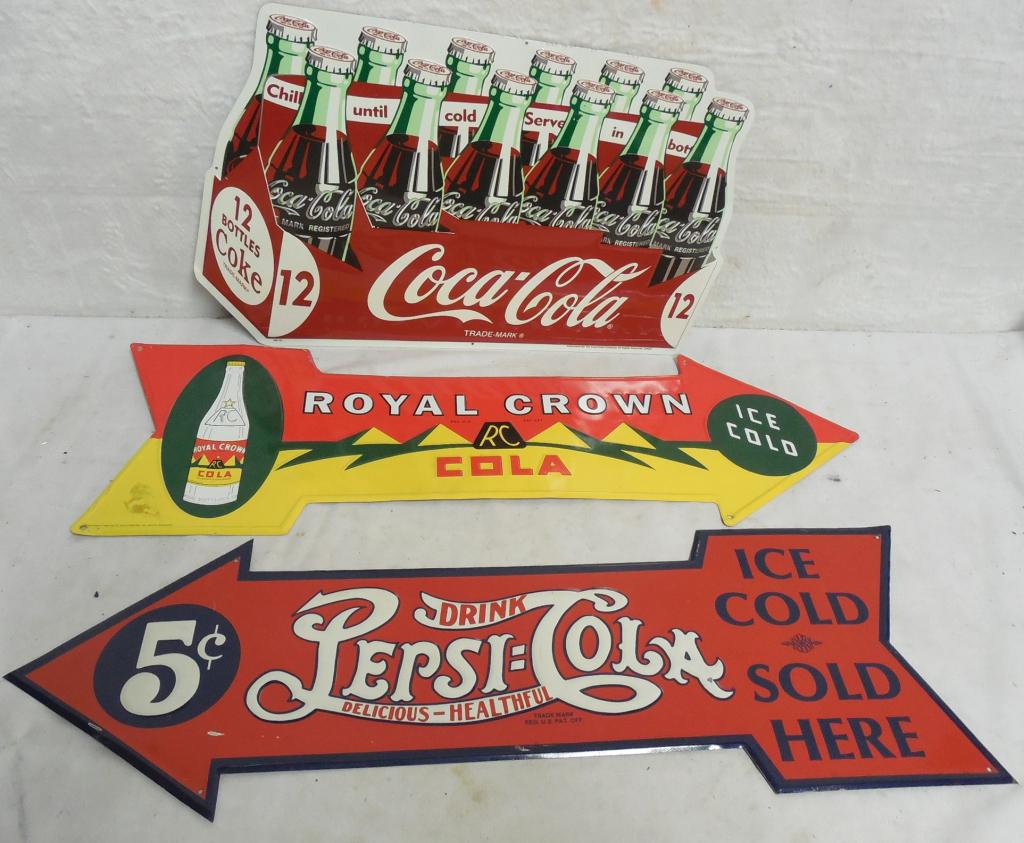 Lot of 3 Soda Signs Tin Contemporary RC 25'' x (1 of 5)