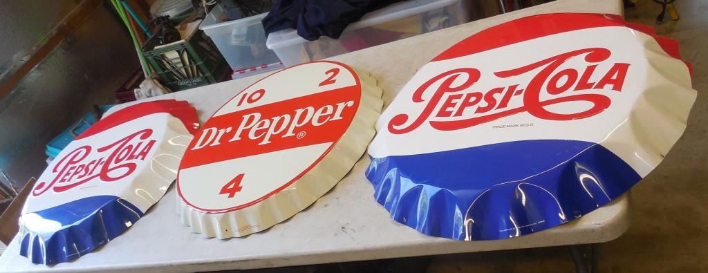 Lot of 3 Bottle Cap Signs Contemporary Pepsi-Cola 27'' (1 of 6)