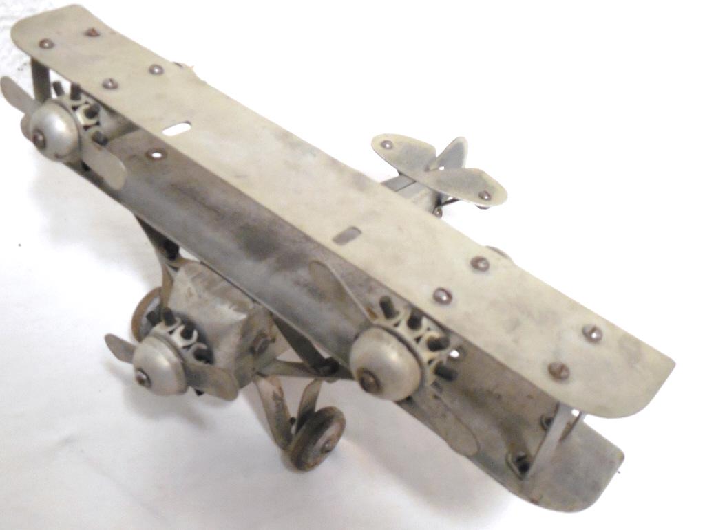Handmade Tin Prop Plane 12'' wing span: 12'' wing span