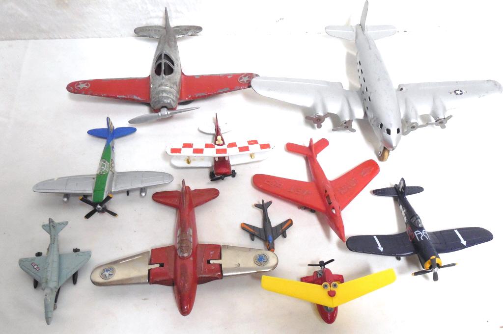 Lot of 10 Airplanes Hubley, Kiddy, others Used as is (1 of 1)