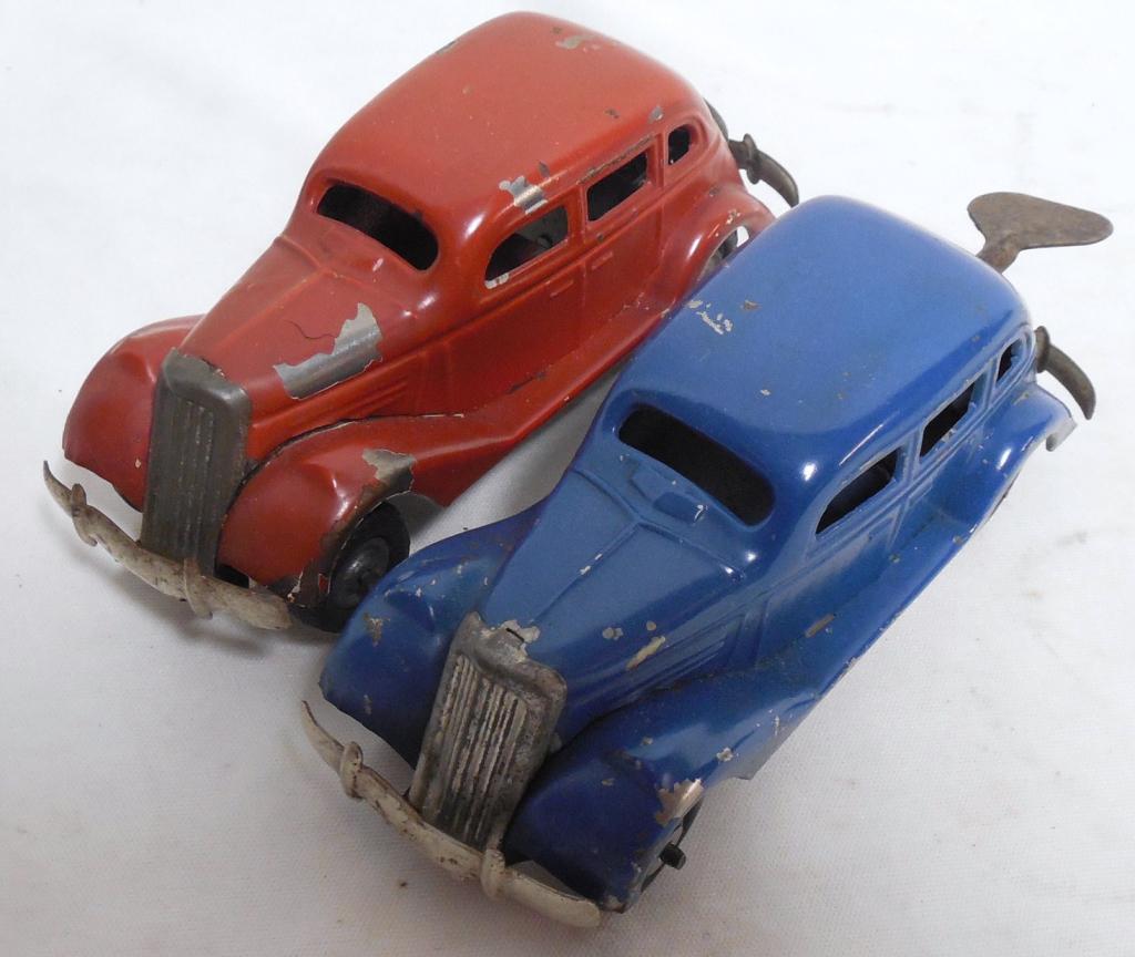 Pair of German Wind -Up Tin Cars Both working tested 1: Both working tested 1 missing key used as is see photos