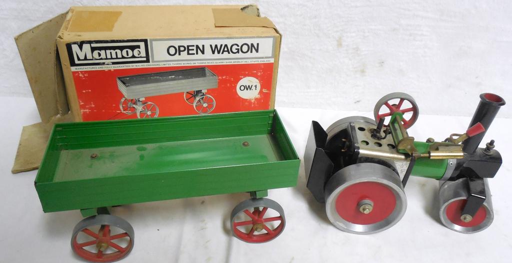 Mamod Steam Roller and Open Wagon wagon has box hole in (1 of 8)