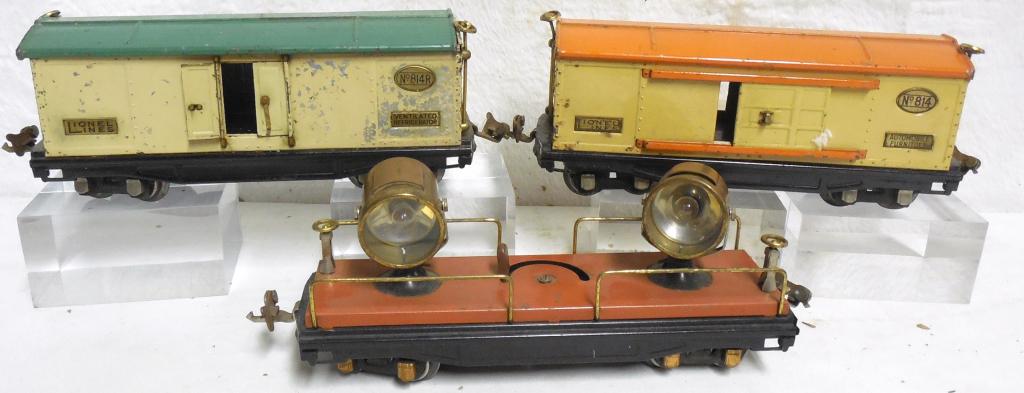 Lot of 3 Tin Train Cars O Gauge no boxes used as is see: no boxes used as is see photos