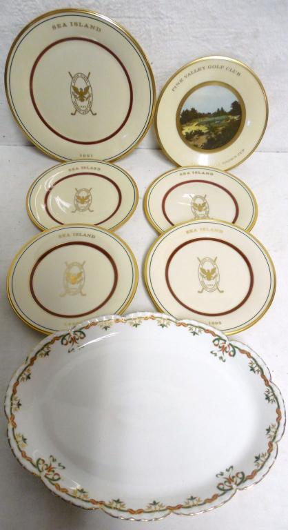 Lot of Lenox Golf Plates / Haviland Platter Used as is: Used as is see photos