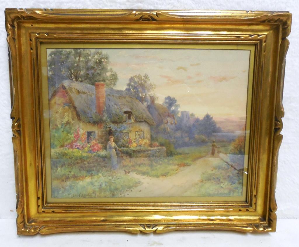 Painting Sunset Berkshire Village Inoel Smith 14 1/2'': 14 1/2'' x 17 1/2'' Used as is see photos