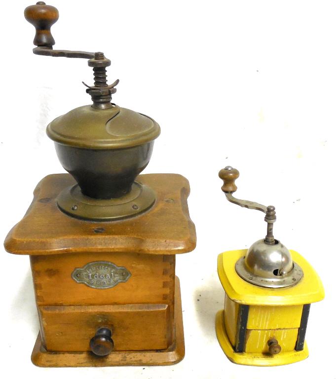 Pair of Coffee Grinders Large 1 is Ideal & small: Large 1 is Ideal & small unmarked