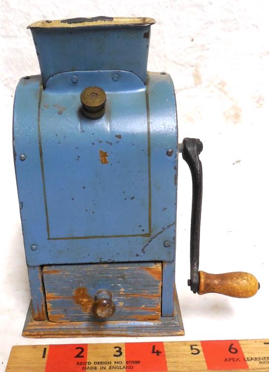 Coffee Grinder Tin / Blue no maker name Used as is see: no maker name Used as is see photos