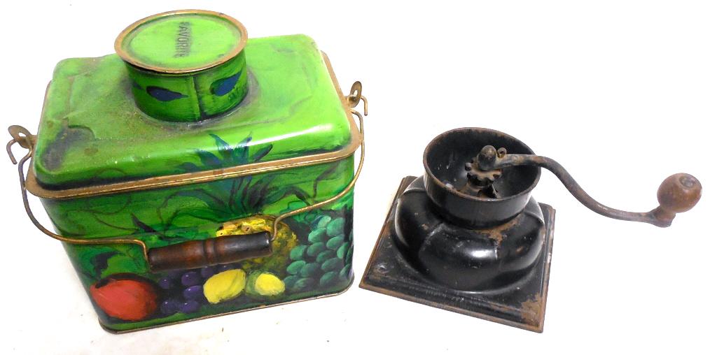 Favorite Lunch Pail / Coffee Grinder Top Only Lunch: Lunch Pail is Hand Painted Used as is see photos