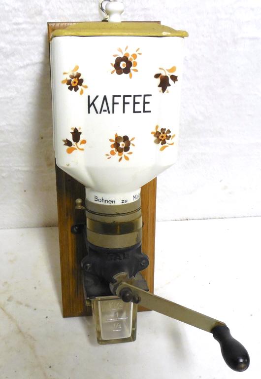 Coffee Grinder Wall Mount Porcelain "Kaffee"" German: German Made Used as is see photos