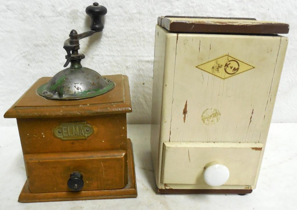 Pair of Coffee Grinders ELMA & KYM Used as is see: ELMA & KYM Used as is see photos