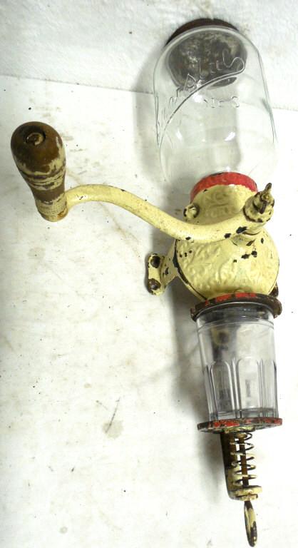 Coffee Grinder Wall Mount Glass Crystal No. 3 Used: Crystal No. 3 Used as is see photos