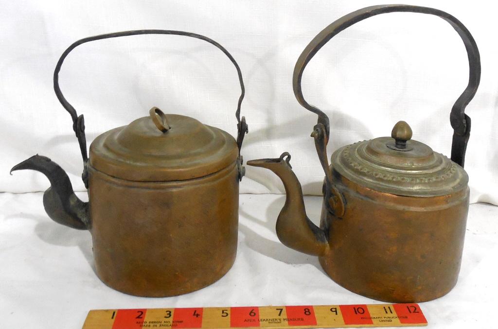Pair of Copper Kettles Used as is see photos: Used as is see photos