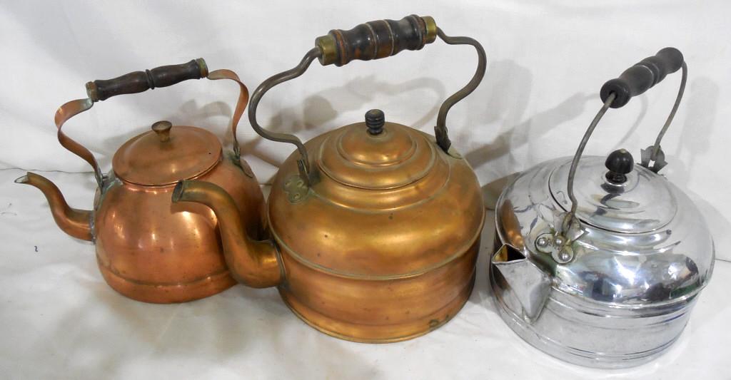 Lot of 3 Tea Kettles Few Dings and Dents Used as is see: Used as is see photos
