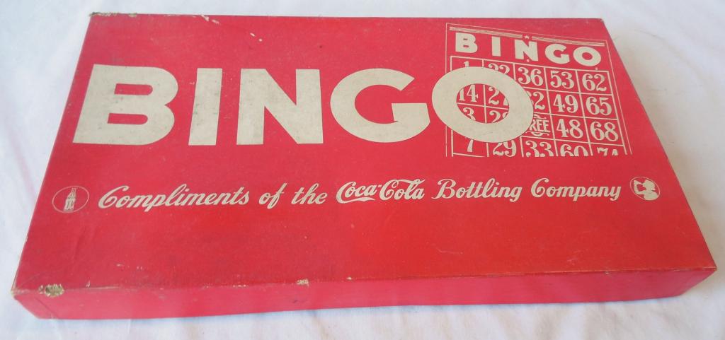 Bingo Game Compliments of Coca-Cola Co. Complete: Complete w/wooden markers and cards--see photos