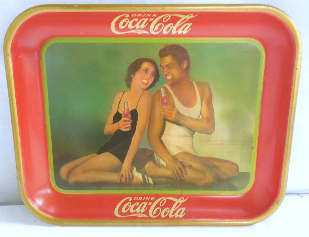 Coca-Cola Tray 1934 "Tarzan and Jane" Maureen: Maureen O'Sullivan and Johnny Weissmuller --see photos