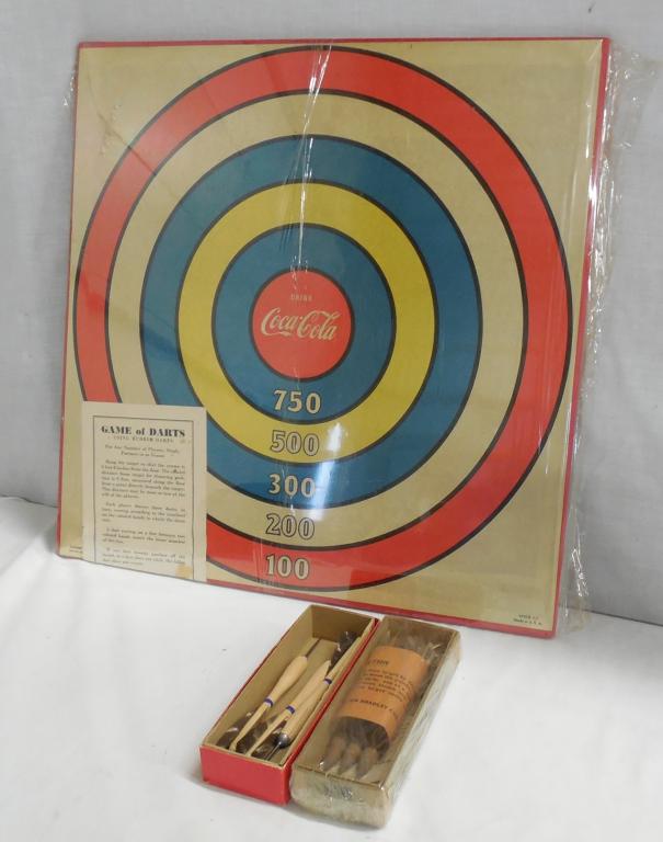 Coca=Cola Dart Board and Darts 18'' x 18'': 18'' x 18''