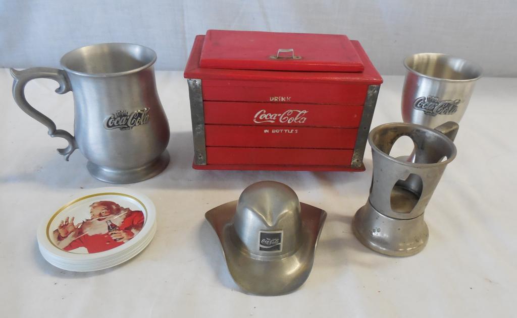 Coke Items Bpx /Coasters /Pewter see photos: see photos
