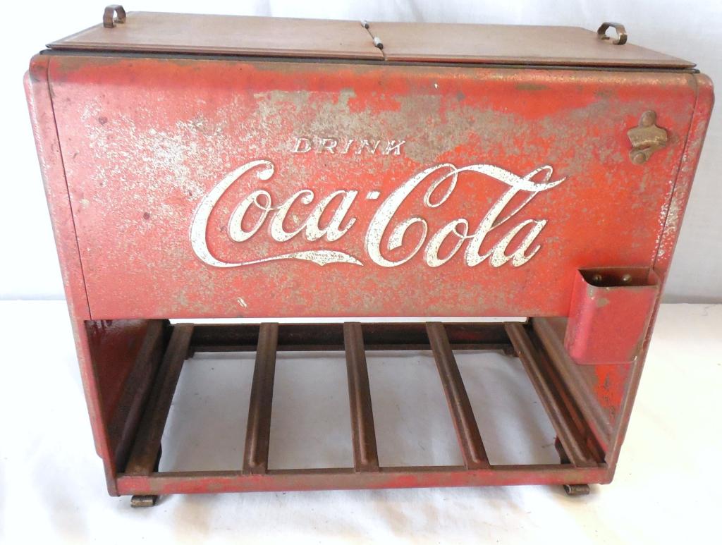Coca-Cola Salesman Sample Cooler 12'' long x 10'' High: 12'' long x 10'' High x 6'' Deep original cards in lid severe paint loss