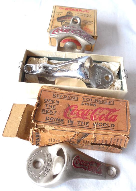 Lot of 3 Coca-Cola Wall Mount Bottle Openers see photos: see photos boxes rough